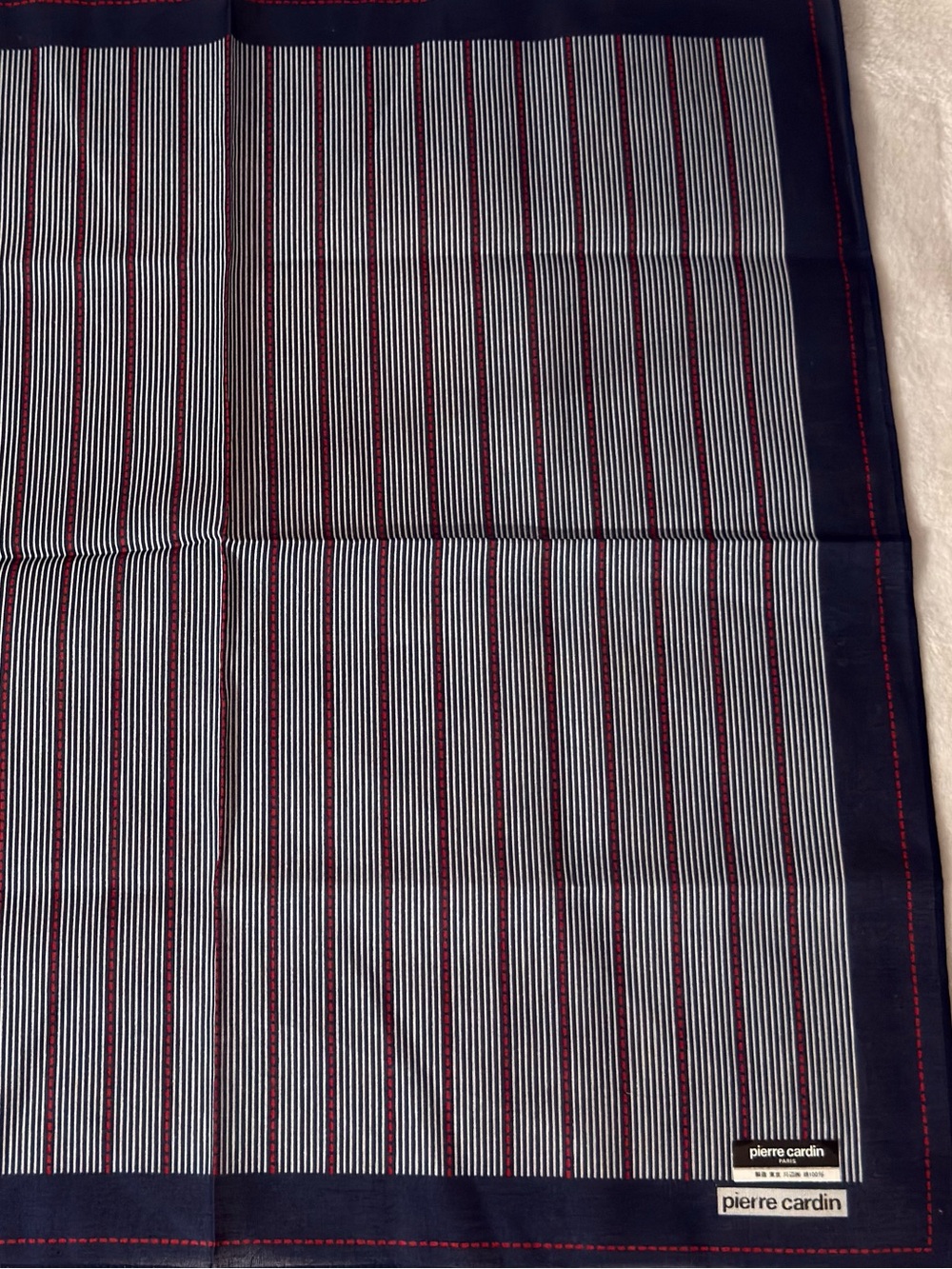 Pierre Cardin Navy, Red & White Pinstripe Pocket Square
